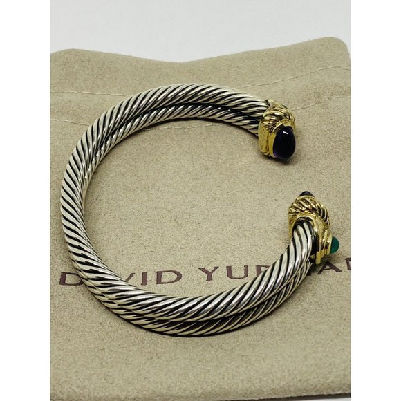David Yurman Renaissance Double Cable Cabochon Amethyst & Green Onyx 14k 18K 925 - Picture 11 of 12